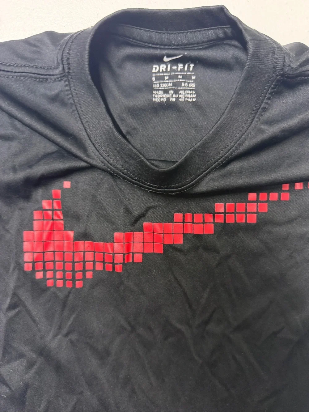 Nike Black Short-Sleeve Dri-FIT Tee with Red Pixel Swoosh